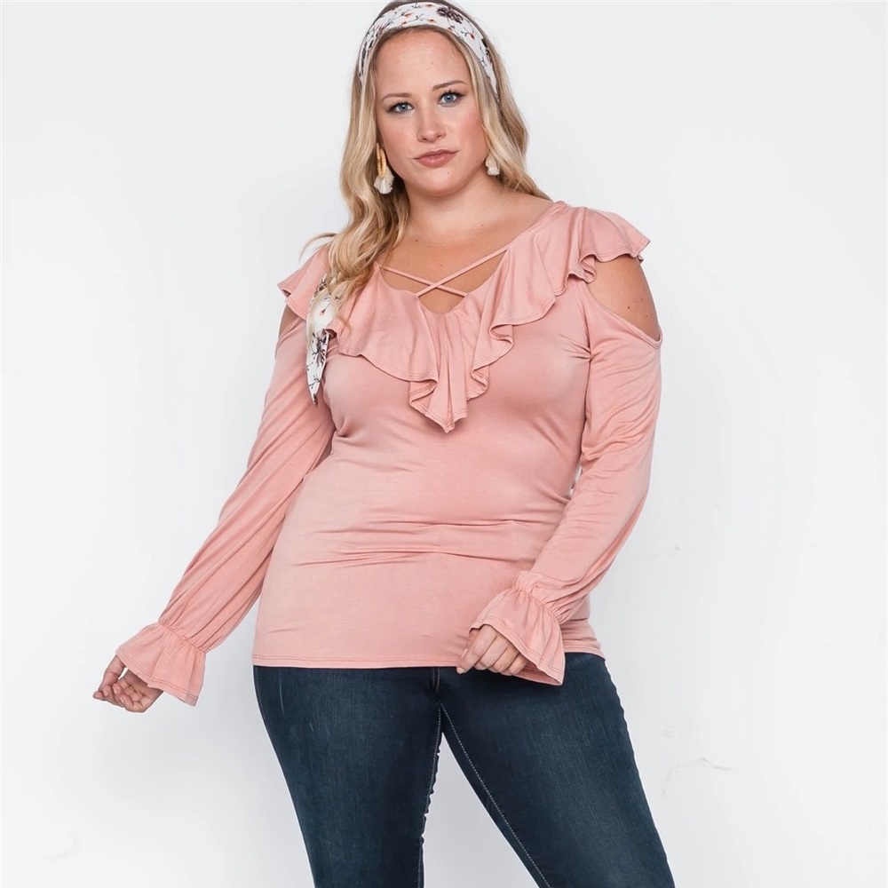Farrah Flounce Cold Shoulder Top